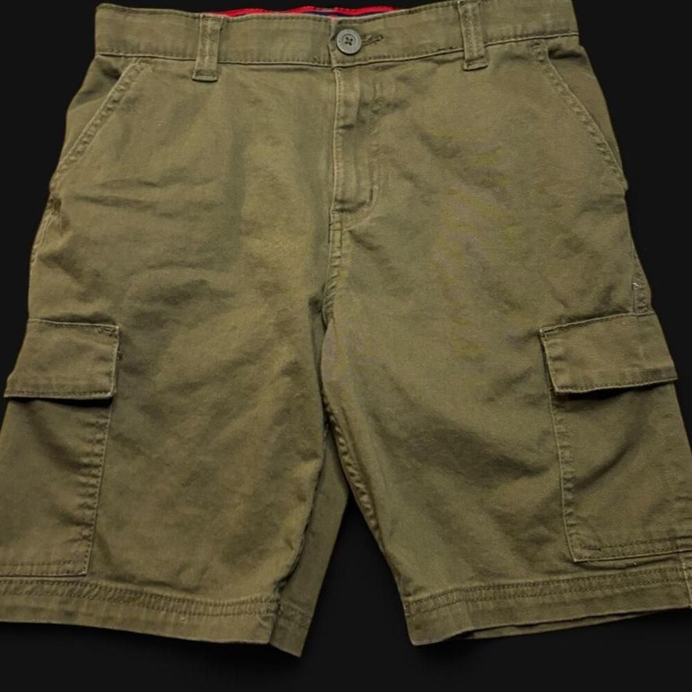 Levi's Boys Green Cargo Shorts Size 14 Olive Khaki Canvas Adjustable Waist
